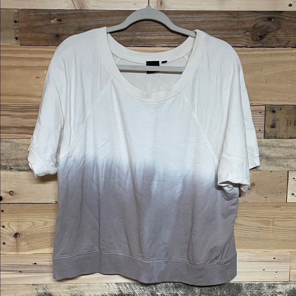 Mono B Tops - Mono B size Large Ombre White and Gray Short Sleeve Terrycloth Soft Sweatshirt